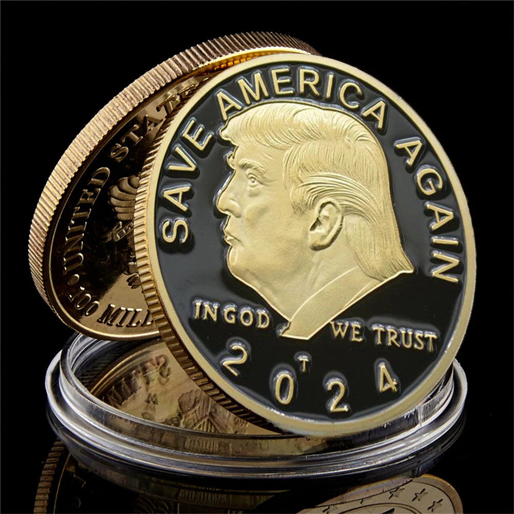 2024 President Donald Trump Gold Plated Freedom Eagle Souvenir Coin Donald J Trump Of USA Great Again