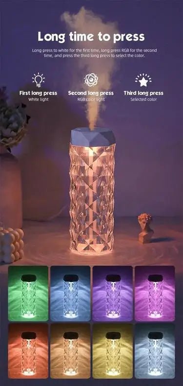 1Pcs 400/1000ml Colorful USB Crystal Humidifier with Aromatherapy and Air Purification for Bedroom and Desktop
