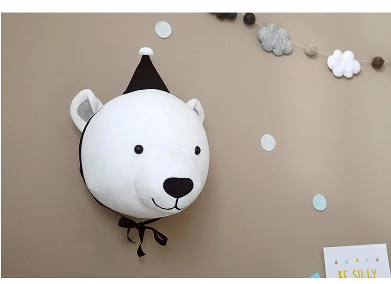 Wall Decoration Animal Head Soft Wall Hanging Ins Nordic Style Children's Room Creative Decoration Hanging Elephant