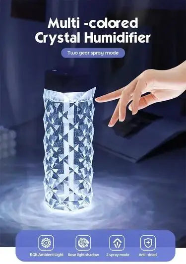 1Pcs 400/1000ml Colorful USB Crystal Humidifier with Aromatherapy and Air Purification for Bedroom and Desktop