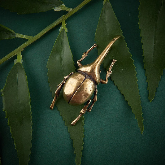 Brass Insect Figurine Miniature Bugs Tea Pet Ornament Copper Beetle Statue