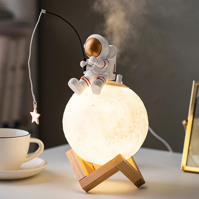 3D Print Moon Lamp Air Humidifier Astronaut Home Decor Resin Spaceman Miniature LED Touch Switch Night Light Cool Mist Purifier