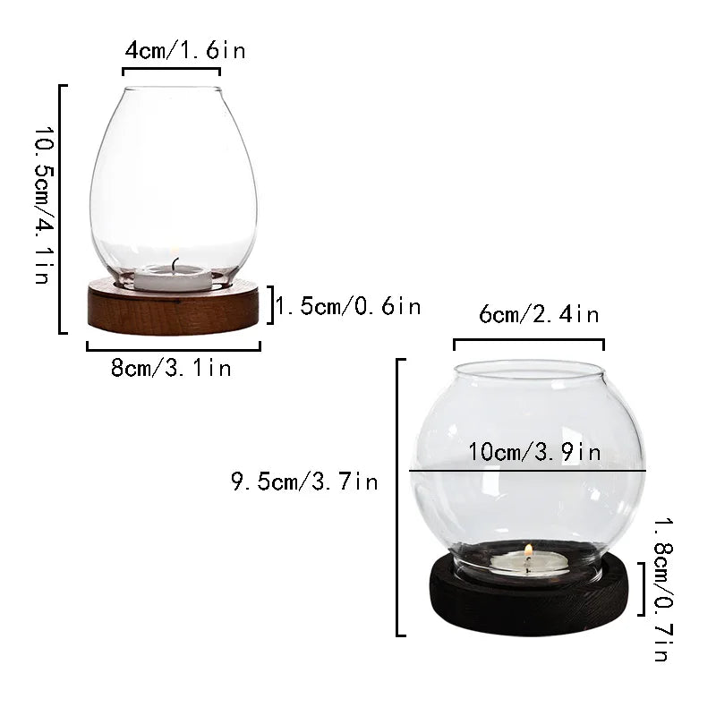 1pc Transparent Candle Holder Candlesticks Windproof Glass Table Decoration Tealight Round Living Room Decorations Ornaments